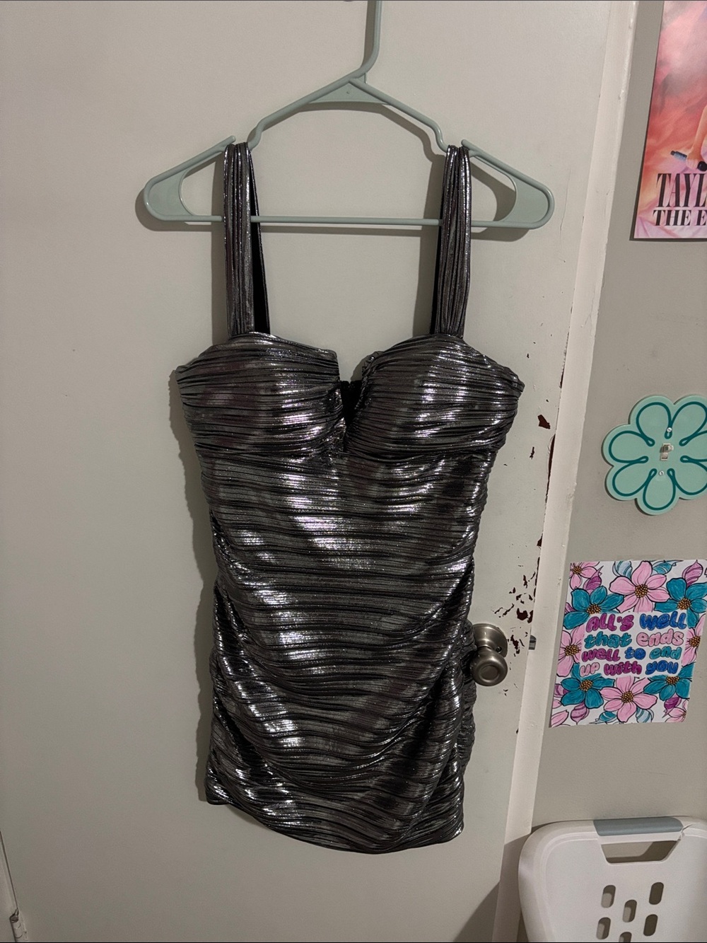 Junior's Size 13/14 City Studio Metallic Dress - 100% Polyester